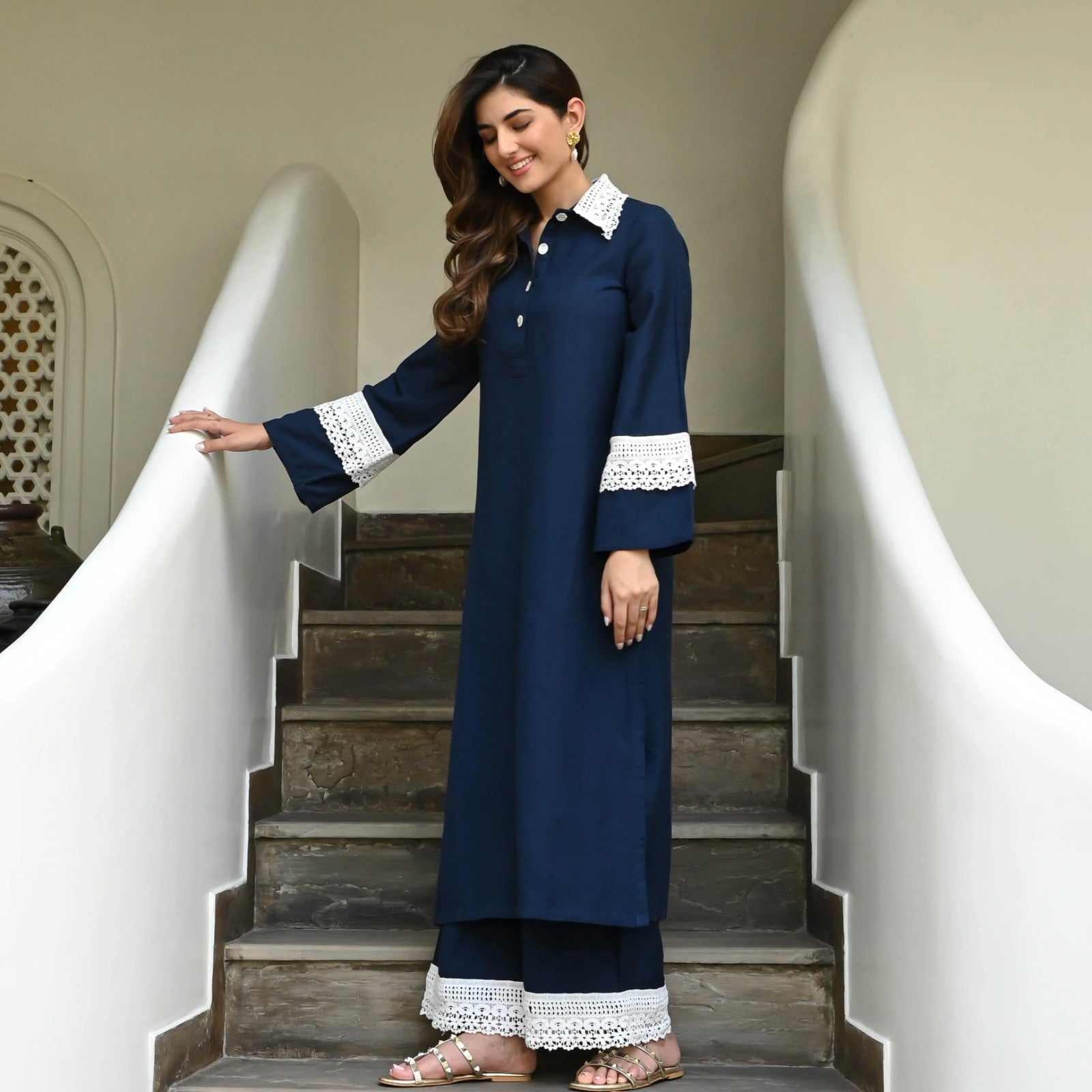 Navy Blue Palazzo Set