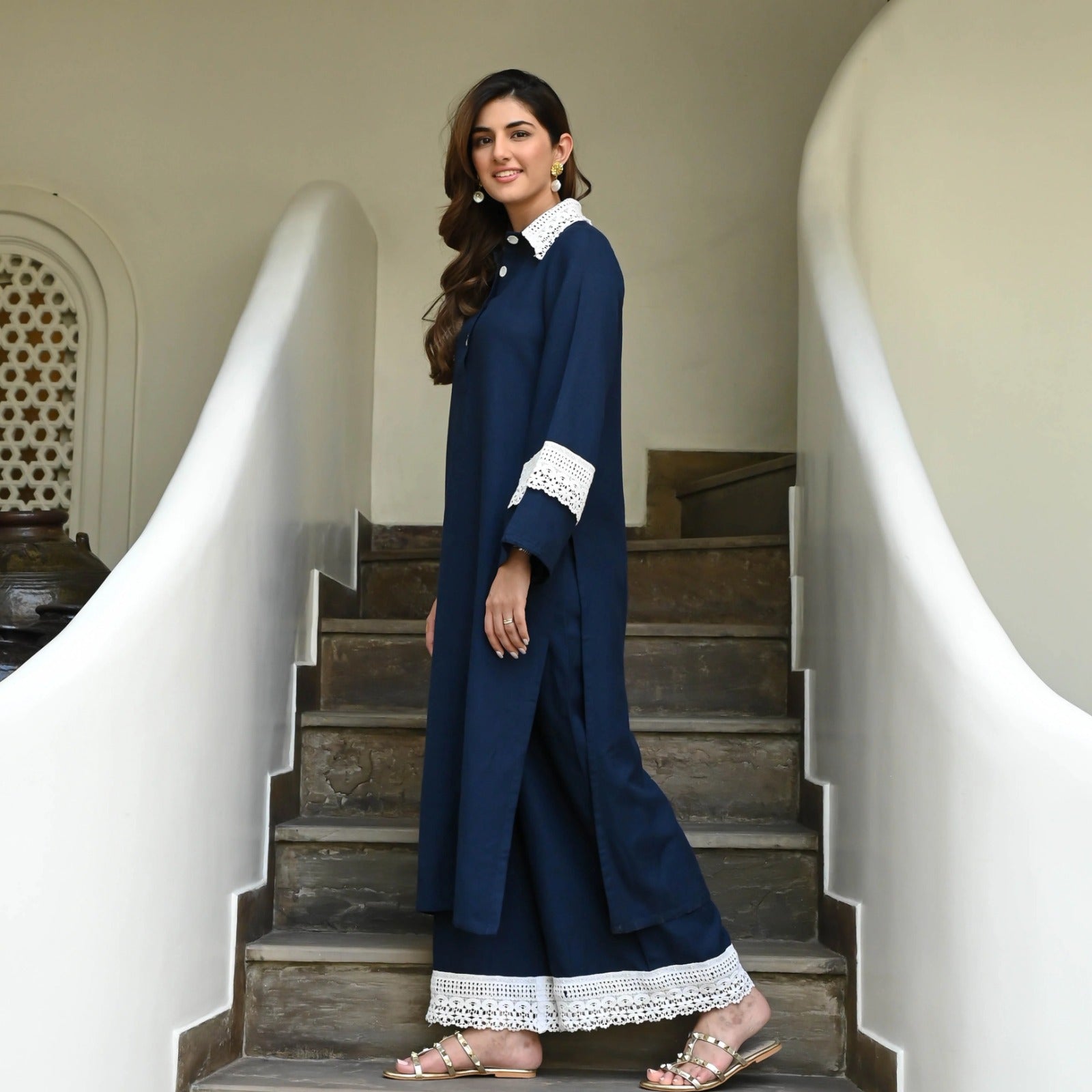 Navy Blue Palazzo Set